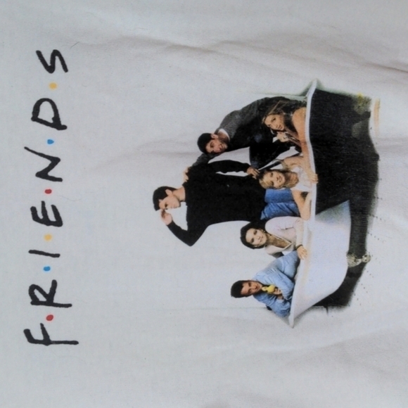 Friends Logo Medium Cream Cropped Sweatshirt w/ Graphic of the Cast - Picture 3 of 9